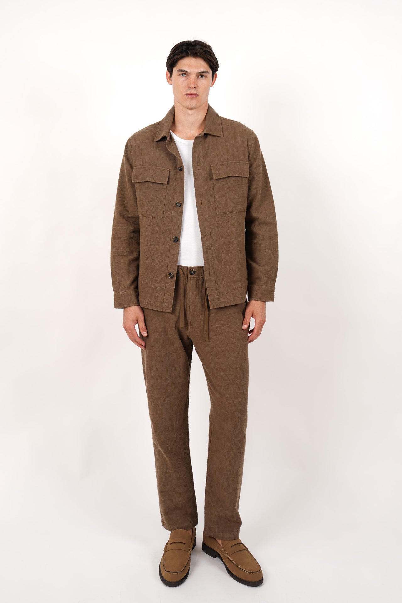 Cotton Casual Button Front Jacket Olive