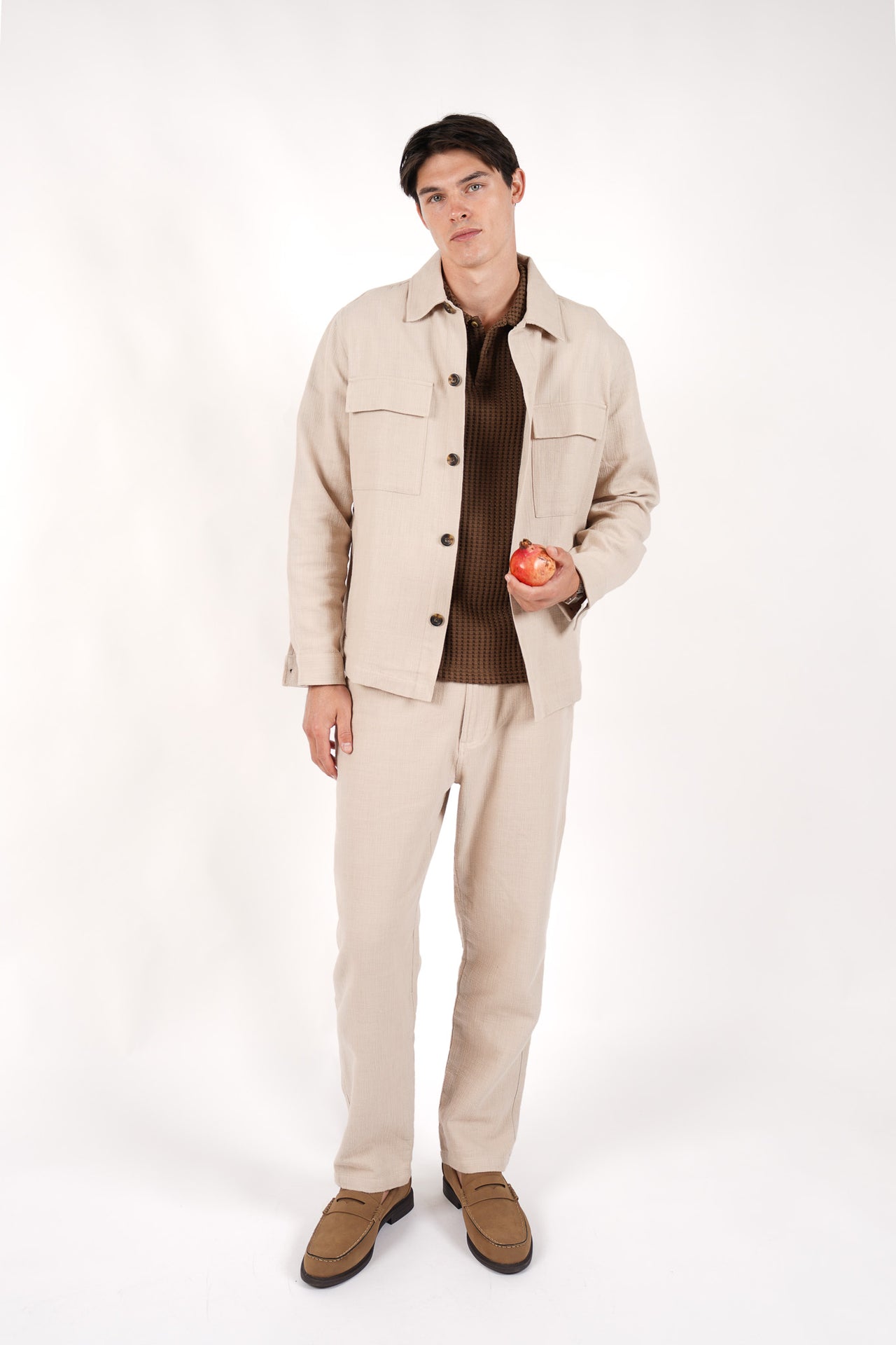 Cotton Elasticated Waist Relaxed Fit Pant Pebble