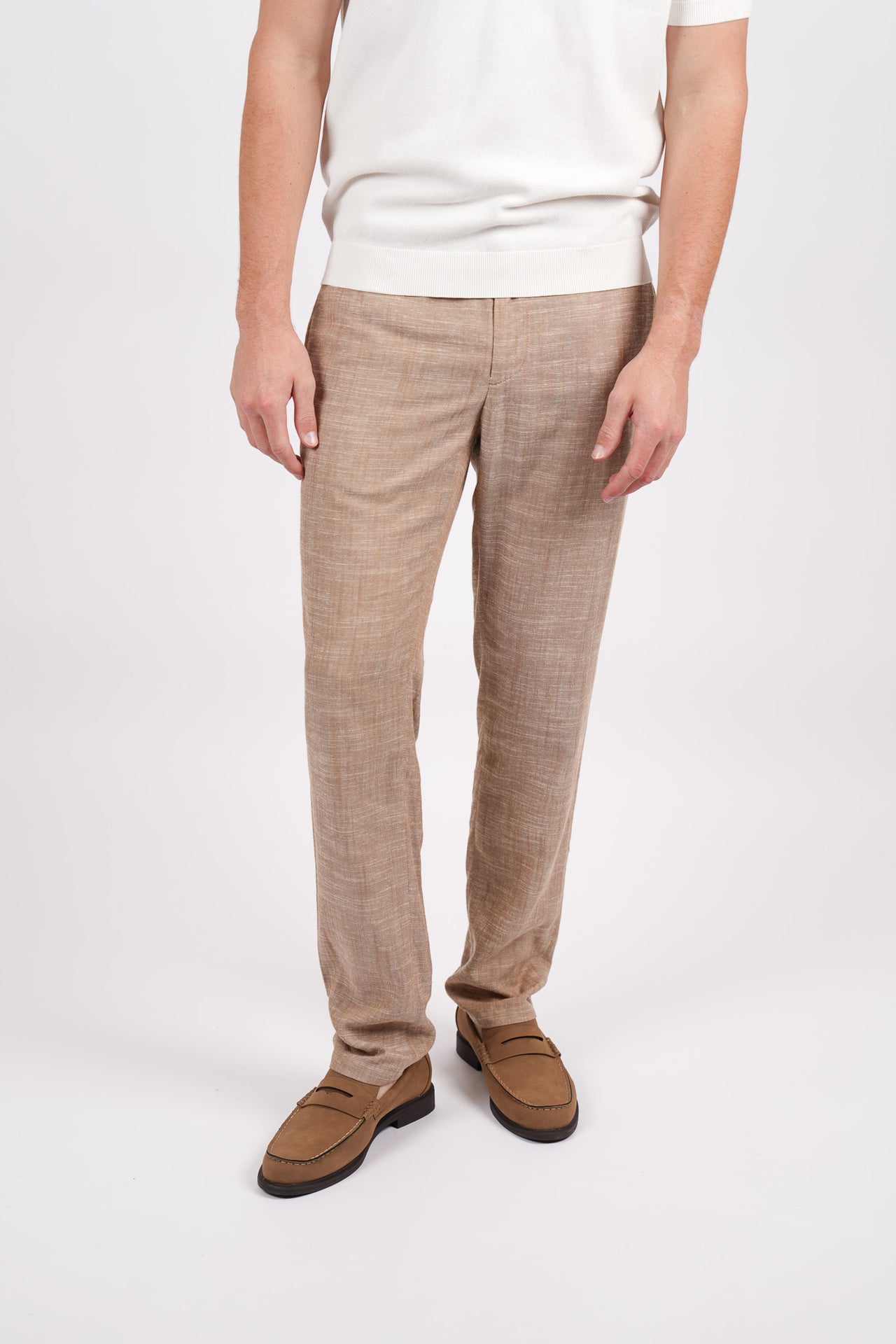Slim Fit Linen Blend Flat Front Pant Cinnamon