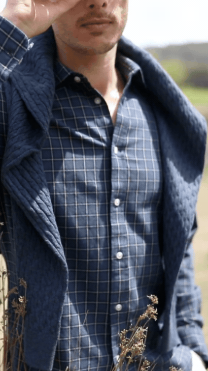 Navy Check Long Sleeve Shirt