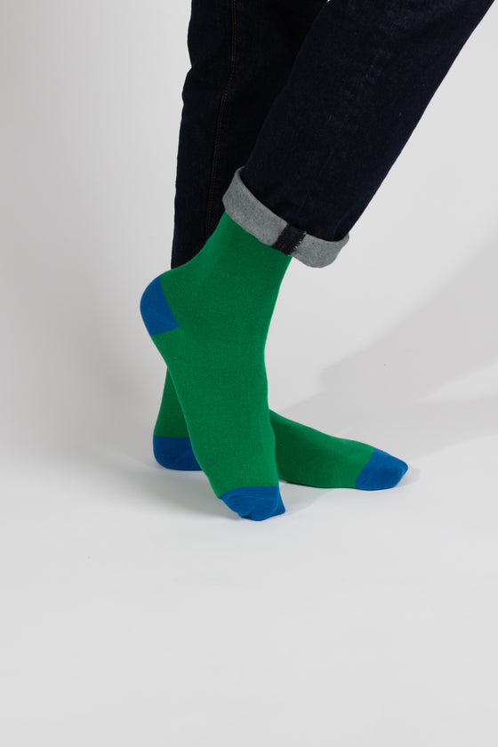 Green/Cobalt Plain Socks