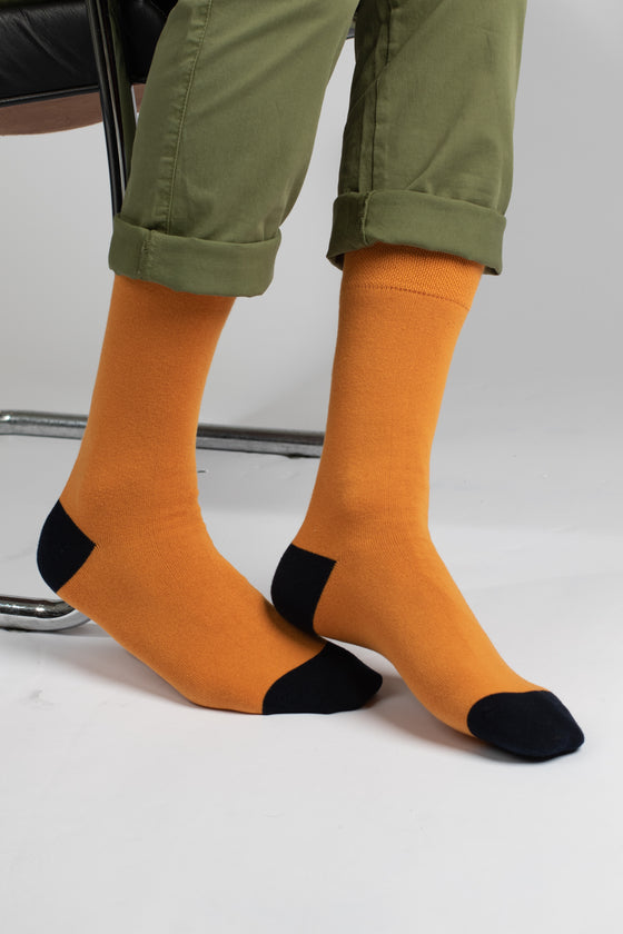 Gold/Navy Plain Socks