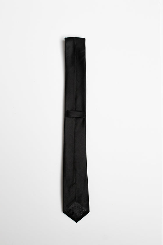 Black 6Cm Plain Satin Slim Tie