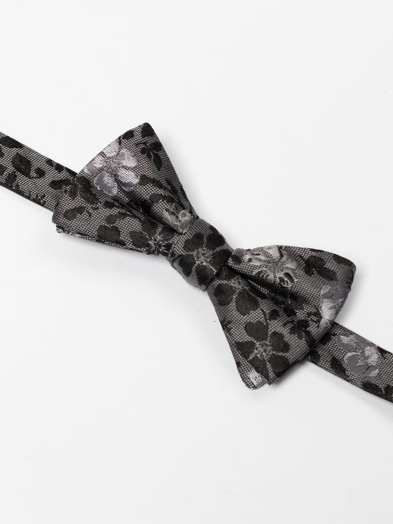 Silver/Black Floral Bow
