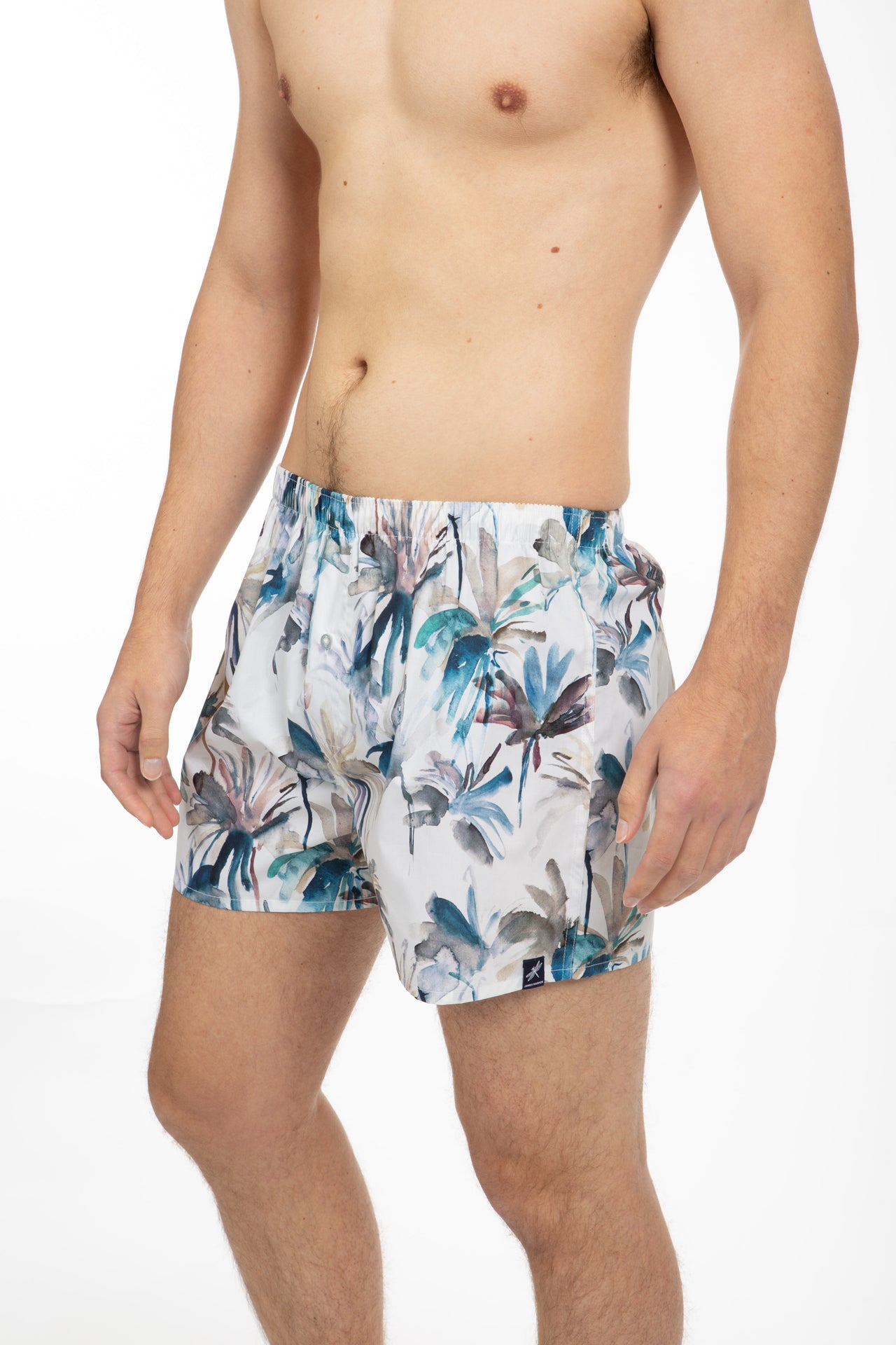 Blue Tropical Poplin Boxer Short With Gift Bag