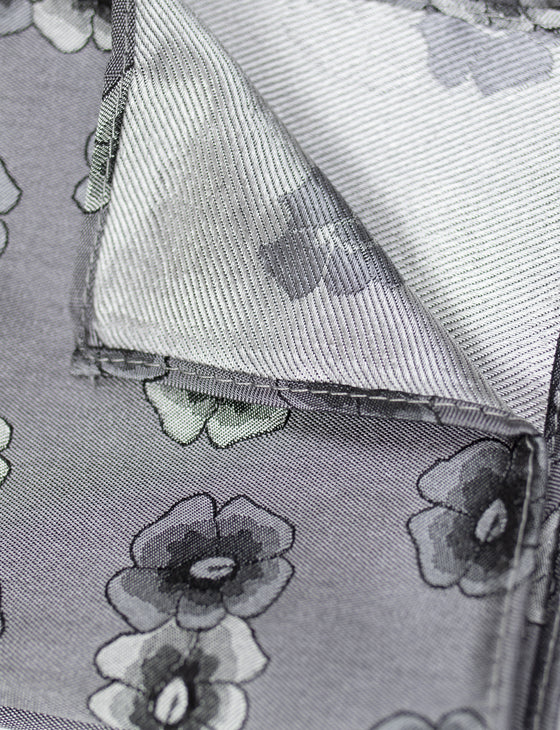 Silver and Black Floral Pocket Square