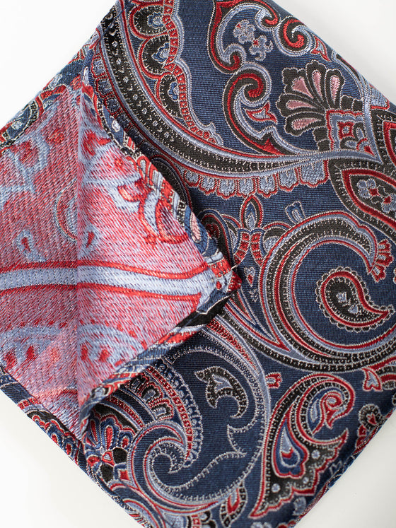 Red/Navy Paisley Pocket Square