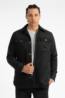  Black Twill Overshirt Jacket