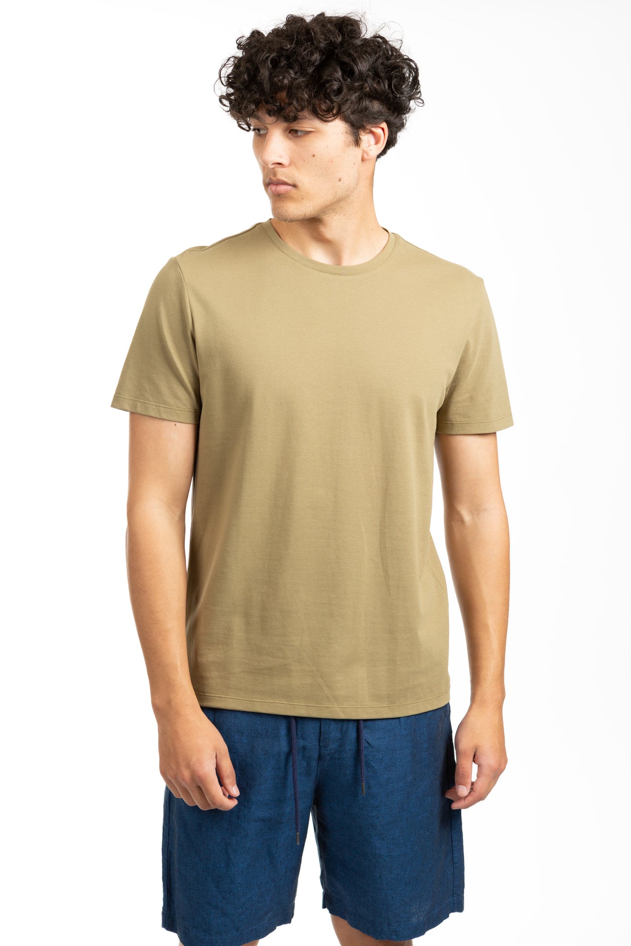 Khaki Cotton Pique Tee Shirt