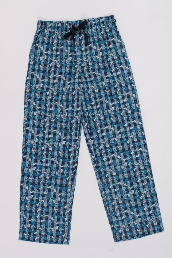 Blue Long Cotton Pant - Mens