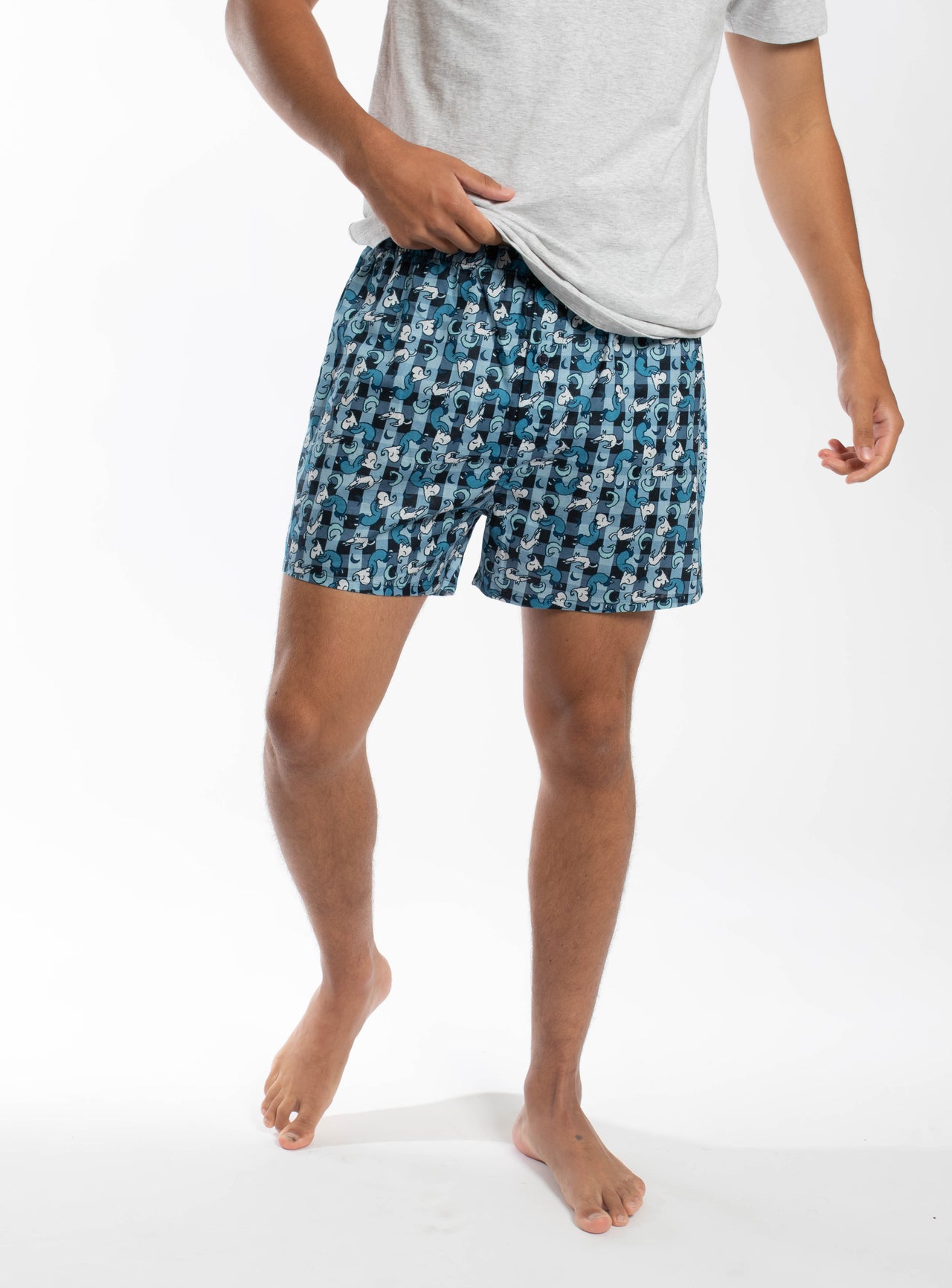 Blue Cotton/Linen Shorts - Mens