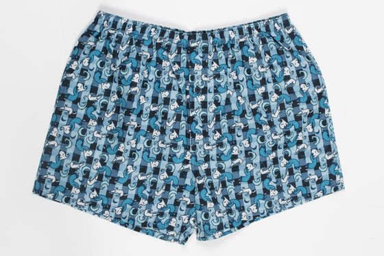 Blue Cotton/Linen Shorts - Mens