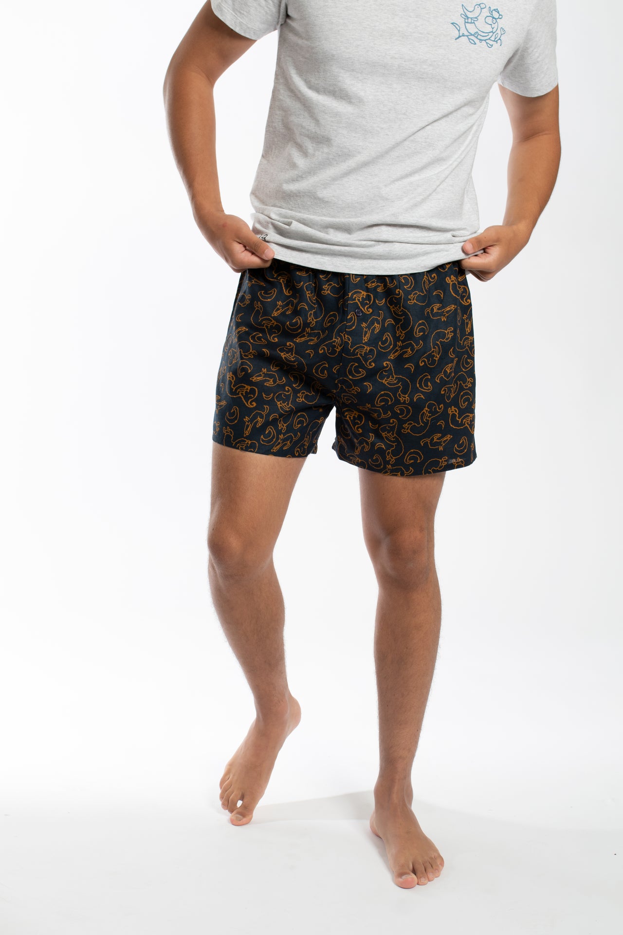 Navy Cotton/Linen Shorts - Mens