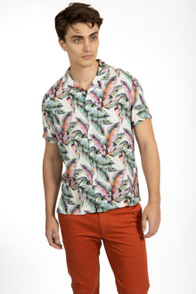  Palm Short Sleeve Cuban Collar Viscose Shirt