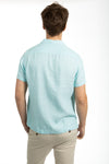 Blue Tint Short Sleeve Linen Cuban Collar Shirt