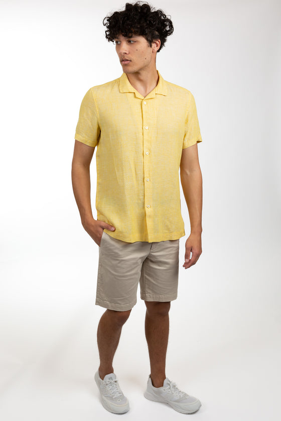 Maize Short Sleeve Linen Cuban Collar Shirt