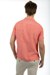Spicy Orange Short Sleeve Linen Cuban Collar Shirt