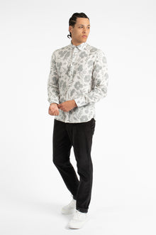  Natural Abstract Floral Cotton Flannel Shirt