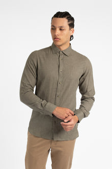  Olive Flannel Cotton Marle Shirt
