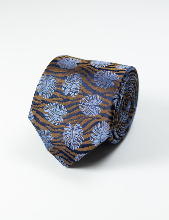 Brown with Blue Leaf Tie