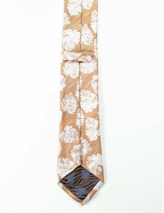 Taupe with White Leaf Tie