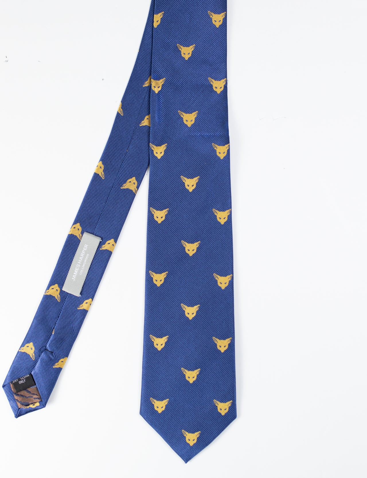 Navy Gold Feline Tie