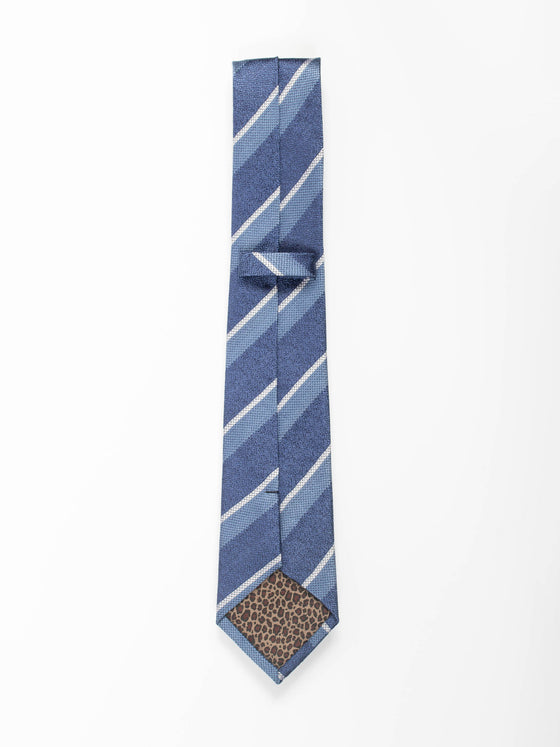 Navy Textured Stripe Tie