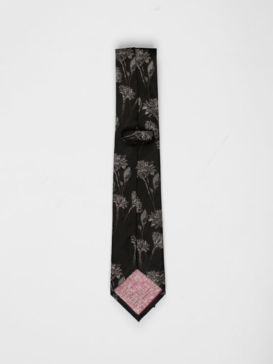 Black Floral Tie