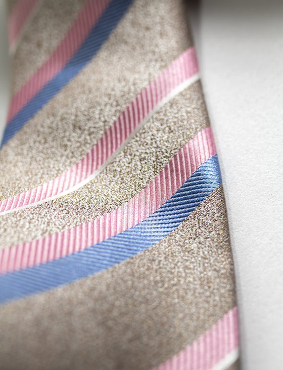 Stripe Tie & Leopard Print Pocket Square Set