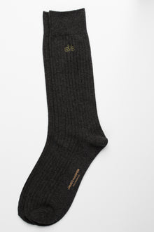  Charcoal Marle Rib Socks