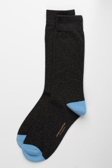  Charcoal Marle/Blue Plain Socks